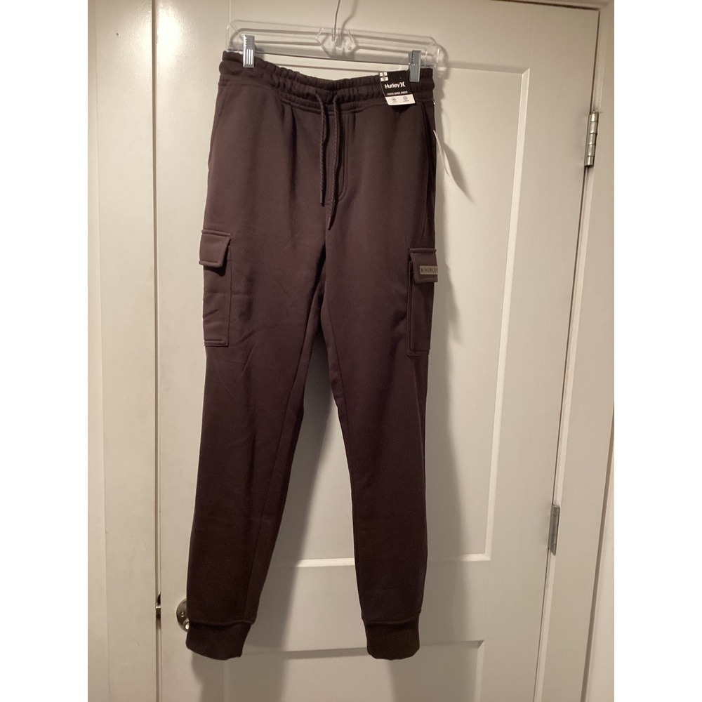 Hurley Mens Fleece Cargo Jogger Pants Brown Slim Fit HFA25VMB-21196 Small NWT